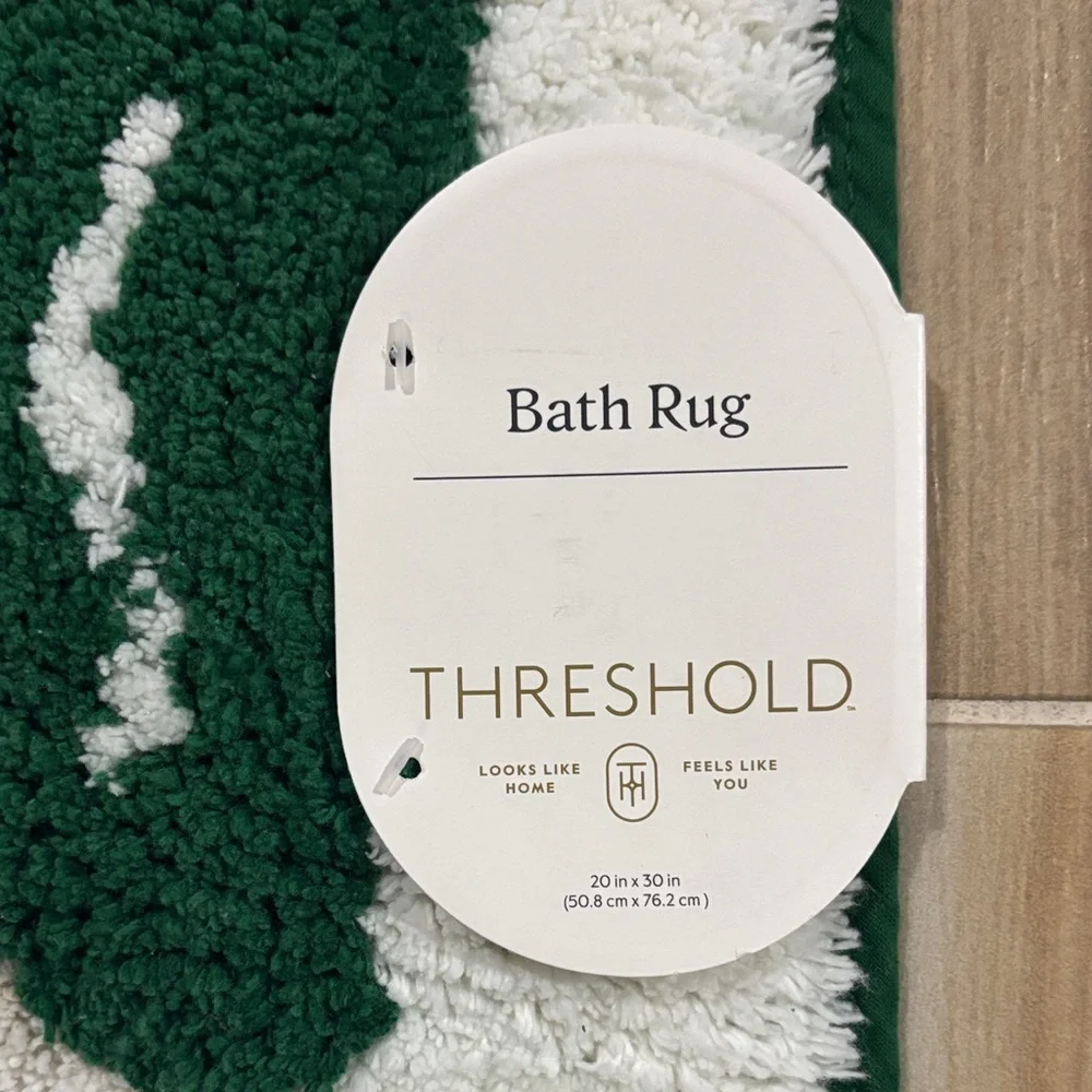 Threshold Green and White Bath Rug